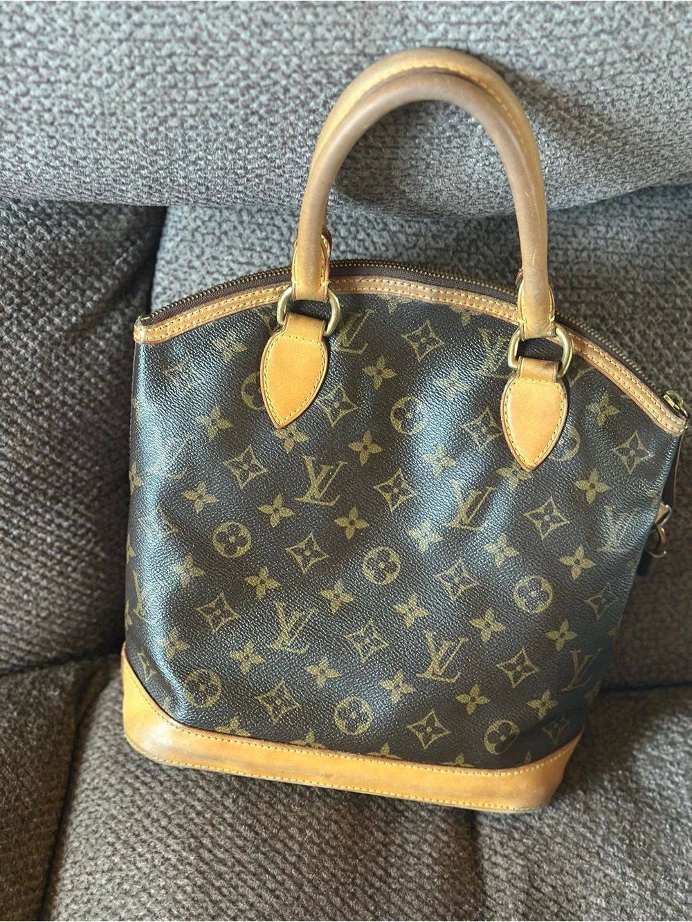 Louis Vuitton Brown Monogram Satchel with Tan Trim